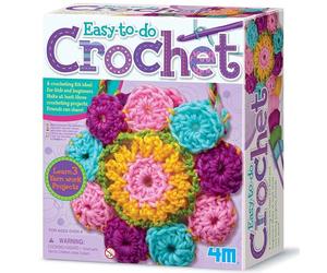 4M: Easy-to-Do Crochet - DIY Knitting Craft Kit, Learn 3 Yarn Work Projects, Create Coasters-Mini Bag-Placemat, All-in-1 Set, Beginners & Kids Ages 8+