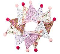 4M Fabric Bunting Banner with 12PCS Double Sided Cotton Pennants, 17x17CM Floral Triangle Garlands for Birthday Parties Ceremonies Kitchen Bedrooms Decoration-Multicolor
