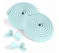 4M Foam Strip & 8 Corner Guards for Baby & Kids Safety - Edge Protection with Adhesive Tape, 2x 2M Strips, Easy Install, UK Shipping (Baby Blue)