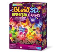 4M KidzMaker Arts & Crafts Kit 3D Glow Butterfly Canvas Light-Up Artwork for Boys & Girls Ages 5+