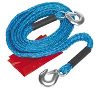 4m Heavy Duty Tow Rope - 2000kg Rolling Load Capacity - Easy Fit Metal Hooks