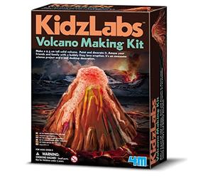4M Kidz Labs Volcano Making Kit, Science Kit for Boys and Girls Ages 8+, Mould & Decorate a Volcano and Watch It Fizz, Orange