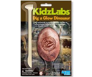 4M KidzLabs Dig a Glow Dinosaur for Kids | Glow-in-the-Dark Dinosaur Excavation Kit with Plaster Egg, Digging Tool & Collectable Dino Figure | Educational STEM Gift for Boys & Girls Age 5+