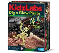 KidzLabs - Dig a Glow Pirate, Unearth a Pirate Skeleton, STEM Fun Learning Kit for Kids Ages 5+, Gold