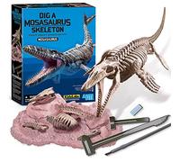 4M KidzLabs Dig A Mosasaurus Skeleton Kit for Kids | STEM Dinosaur Excavation Set with Plaster Block, Hammer, Chisel, Brush & Skeleton Model | Educational Gift for Boys & Girls Age 8+