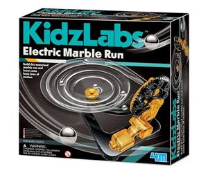 4M KidzLabs Electric Marble Run - Black, Motorised with Gears, Spiral Track | Build a Motorised Marble Run with 8 Metal Balls, Engineering Science Kit, Educational Toy, Gift for Kids, Boys & Girls Age 5+