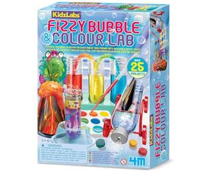 4M KidzLabs Fizzy Bubble & Colour Lab, Test Tubes, Dropper & Dye Tablets | 25+ Chemistry & Colour Mixing Experiments with Tray Included, Educational Science Kit, Gift for Kids, Boys & Girls, Age 8+