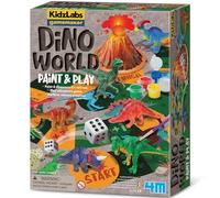 4M KidzLabs Gamemaker Dino World for Kids | Dinosaur Toy Set with Erupting Volcano, 6 Dino Figures, Paints, Board Game Sheet & Dice | Educational STEM Gift for Boys & Girls Age 5+
