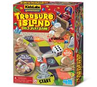 4M KidzLabs Treasure Island Dig & Play Game | Pirate Treasure Hunt Board Game & STEM Dig Kit for Kids Age 5+ | Includes Chest, Coins, Game Board, Checkers & Digging Tools | Gift for Boys & Girls