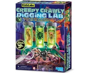 4M KidzLabs Glow Critter Lab, Illuminated Creepy Crawly Science Kit | Creepy Crawlies Come to Life in Illuminated Test Tubes, Science Project & Night Light for Kids Age 5+