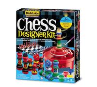 4M KidzLabs Motorised Spin Chess Kit for Kids | Creative STEM Chess Board Game Set with Wooden Pieces, Spin Painting Machine & Storage Pouch | Educational Learning Toy for Boys & Girls Age 5+
