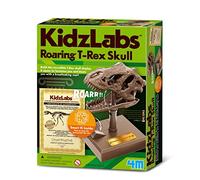 4M KidzLabs Roaring T-Rex Skull Kit for Kids | Build Your Own Dinosaur Skull Model with Sound & Movable Jaw | STEM Science Toy & Room Decoration Gift for Boys & Girls Age 5+