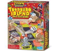 4M KidzLabs Treasure Island Dig & Play Game | Pirate Treasure Hunt Board Game & STEM Dig Kit for Kids Age 5+ | Includes Chest, Coins, Game Board, Checkers & Digging Tools | Gift for Boys & Girls