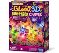 4M KidzMaker Arts & Crafts Kit 3D Glow Butterfly Canvas Light-Up Artwork for Boys & Girls Ages 5+