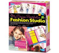 4M My Design Portfolio Fashion Studio | Clothes Designer Kit with Rubbing Plates & Drawing Accessories for Designing 200+ Creative Looks | Arts & Craft Set for Kids & Tweens | Sketch Gift for Age 5+