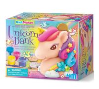 4M KidzMaker Paint Your Own Mini Glitter Unicorn Bank Kit, Craft Set