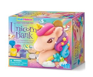 4M KidzMaker Paint Your Own Mini Glitter Unicorn Bank Kit, Craft Set