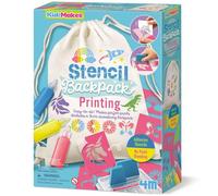 4M KidzMaker Stencil Backpack Printing Kit | Creative Fabric Painting Craft Set with Neon Paints | Fun Art Activity for Children | Personalised Drawstring Bag Gift for Kids Aged 5+ | Screen-Free Play