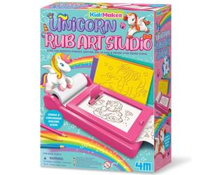 4M KidzMaker Unicorn Rub Art Studio Kit, 8m Scroll & Templates | Creative Drawing & Rubbing Art Set, Fun Unicorn Craft Activity for Kids, Screen-Free Play Age 4+