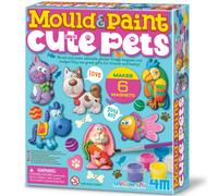 4M Mould & Paint Cute Pets Kit | Creative Animal Craft Set with Plaster, Paints & Brush for Kids Age 5+ | DIY Moulding Activity to Make 6 Magnets or Badges | Fun Art Gift for Children, Mixed Colours