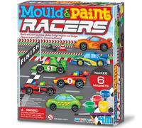 4M Mould & Paint Racers Kit | Creative Racing Cars Craft Set with Plaster, Paints & Brush for Kids Age 5+ | DIY Moulding Activity to Make 6 Magnets or Badges | Fun Art Gift for Children
