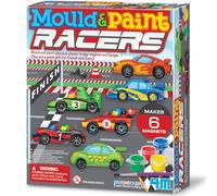 4M Mould & Paint Racers Kit | Creative Racing Cars Craft Set with Plaster, Paints & Brush for Kids Age 5+ | DIY Moulding Activity to Make 6 Magnets or Badges | Fun Art Gift for Children