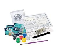 4M Mould & Paint Sharks Kit, Glow in the Dark, Make 7 Magnets or Badges | Sea Life Plaster Set with Paints, Brush & Fact Cards, DIY Moulding Activity, Fun Art Gift for Children Age 5+