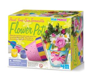 4M Paint Your Own Terracotta Flower Pots Kit | Painting Craft Set with Paints & Brush | Personalised Garden Decor & Ornament Art Activity for Children Aged 8+ | Creative Gift Idea for Kids