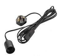 4M Plug in Pendant Light Fitting, E27 Ceiling Lamp holder Suspended Pendant Light Ceiling Lighting Fitting Kit with ON/OFF Switch, 2 Core Textile Cable UK Plug(Black)