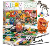 4M STEAM Dinosaur World Kit, Excavation & Volcano Science Set | T-Rex Skeleton Excavation, Volcano Diorama, Glow-In-The-Dark Magnets, STEM Activities, Dinosaur Gift for Kids Age 5+