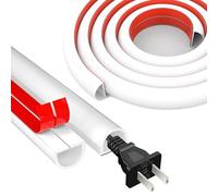 4M White Cable Trunking, Half Round Flexible Wire Cover, Self Adhesive Cables Protector for Hide Wires on Wall Floor of Home&Office,White,15mm×10mm,2Rolls×2 Meters