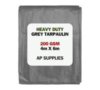 4m x 6m Grey Tarpaulin Cover - 200gsm Thick - 13ft x 20ft Waterproof, Weatherproof, Frost-Resistant, UV Protection, Universal, Multipurpose, Groundsheet, Camping, Hiking, Heavy Duty Sheet