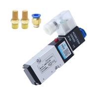 4M210-08 5 Way 2 Position Inner Guard Plate Connection Solenoid Air Valve G1/4" AC220V DC24V Electronic Switch Battery Valve(with 12mm Fittings,DC12V)