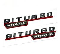 4MATIC BITURBO Emblem Badge Sticker for C63 CLS GLC GLA E63 Black Red Pack of 2
