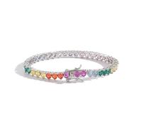 4mm 18K Gold Plated Classic Simulated Diamond Tennis Round Cut Cubic Zirconia Bracelets for Women Wedding Bridal Prom,Diamond Bracelets