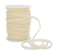 4mm 25m Double Row Faux Pearl Bead String, Wedding Beads for Bouquet and Bridal Clothing, ABS Plastic Beading Supplies with Uniform Gloss for DIY Jewelry and Holiday (Beige)