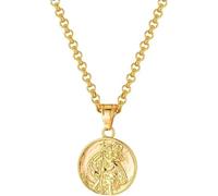 4mm/5.5mm Gold St. Christopher/Queen Elizabeth Pendant Chain Necklace, 22-Inch, 45g Weight, PVD Gold Plated - Bling King London