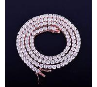 4mm 5mm 6mm 1 Row Tennis Chain Necklace Hip Hop Jewelry Color Material Men Crystal Necklace Link 20 Inch 3mm width rose