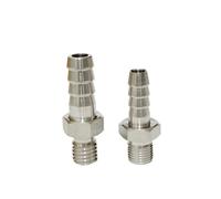 4mm 6mm 8mm 10mm 12mm Hose Barb OD to M10x1 .25 .5 Metric Male Thread 304 Stainless Steel High Pressure Pipe Fitting(M10x1,10mm)