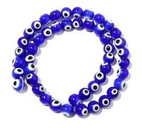 4mm 6mm 8mm 10mm Lampwork Glazed Glass Beads Round Shape Evil Eye Bead for Jewelry Making DIY Charm Bracelet Earrings Necklace-Dark blue-6mm About 60pcs