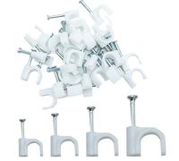 4mm 6mm 8mm 10mm Round Cable Clips 100pcs each of Assortment Cable Holder Management Wire Tidy Clips