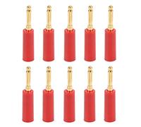 4mm 7 Pin Gold Plating Banana Plug, Solderless Speaker Cable Connector, Closed Screw Design for Strong Connection, Premium Brass Material with ABS Housing for Audio Video Receivers (Red)