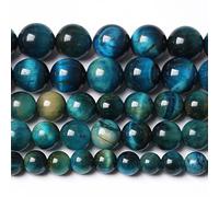 4MM 88PCS Peacock Blue Tiger Eye Stone Beads Natural Crystal Spacer Loose Beads for Jewelry Making DIY Bracelet Semi Precious 1 Strand 15 inches
