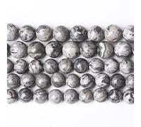 4mm 90pcs A+ Natural Map Jasper Gemstone Beads Gray Energy Stone Healing Power for Jewelry Making DIY Bracelet (Grey Map Stone, 4mm)