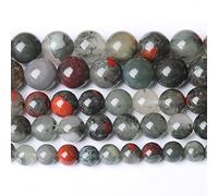 4mm 90Pcs Natural African Blood Stone Beads Round Loose Gemstones Energy Healing Power Stone Beads for Jewelry Making DIY Bracelet 15" (4mm)