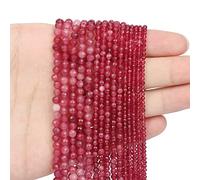 4mm 90pcs Natural Ruby Stone Beads, Songxi Small Faceted Round Loose Gemstone Beads for Jewelry Making, DIY Art and Craft, Bracelet for Necklace
