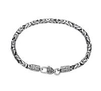 4mm 925 Sterling Silver Round Byzantine Link Chain Bracelet with Vajra Dorje Clasp for Men Women 18cm