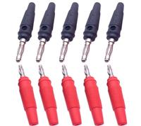 4mm Banana Male Connector 32A Screw Type Solderless Speaker Wire Adapter for Audio Receiver Home Theater Lab Testing Red Black 10 Pack