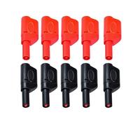 4mm Banana Plug Connector, 10Pack Safety Fully Insulated Stackable Banana Plug, DIY Wire Solder Stackable Connectors, Banana Connector for Adapter Multimeter Test Leads Probes (Red/Black)