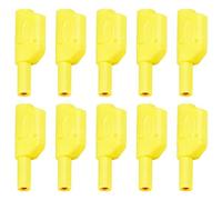 4mm Banana Plug Connector, 10Pack Safety Fully Insulated Stackable Banana Plug, DIY Wire Solder Stackable Connectors, Banana Connector for Adapter Multimeter Test Leads Probes (Yellow)